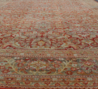Antique large Persian colorful Sultanabad Mahal rug with all over floral design. Antique Mahal Sultanabad. Keivan Woven Arts; rug W22 - 0403, country of origin / type: Iran / Mahal, circa 1930. Measures: 10'10 x 17'8 This 1930 colorful antique Per... - Keivan Woven ArtsW22 - 0403 - 20097Rug