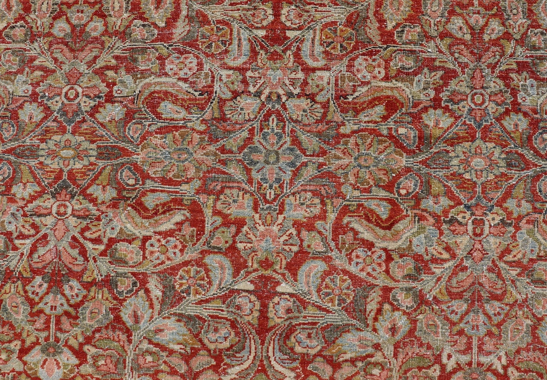 Antique large Persian colorful Sultanabad Mahal rug with all over floral design. Antique Mahal Sultanabad. Keivan Woven Arts; rug W22 - 0403, country of origin / type: Iran / Mahal, circa 1930. Measures: 10'10 x 17'8 This 1930 colorful antique Per... - Keivan Woven ArtsW22 - 0403 - 20097Rug