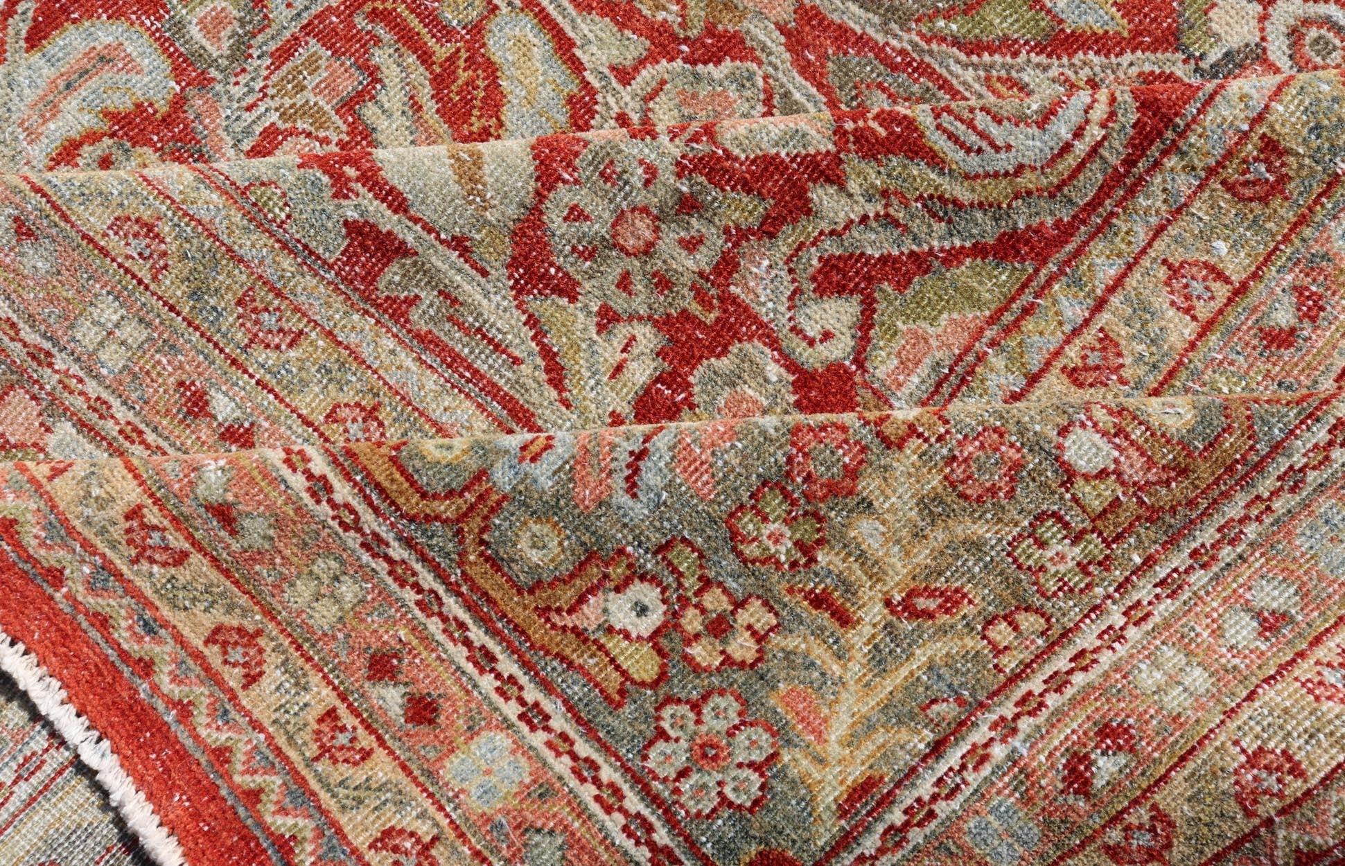 Antique large Persian colorful Sultanabad Mahal rug with all over floral design. Antique Mahal Sultanabad. Keivan Woven Arts; rug W22 - 0403, country of origin / type: Iran / Mahal, circa 1930. Measures: 10'10 x 17'8 This 1930 colorful antique Per... - Keivan Woven ArtsW22 - 0403 - 20097Rug