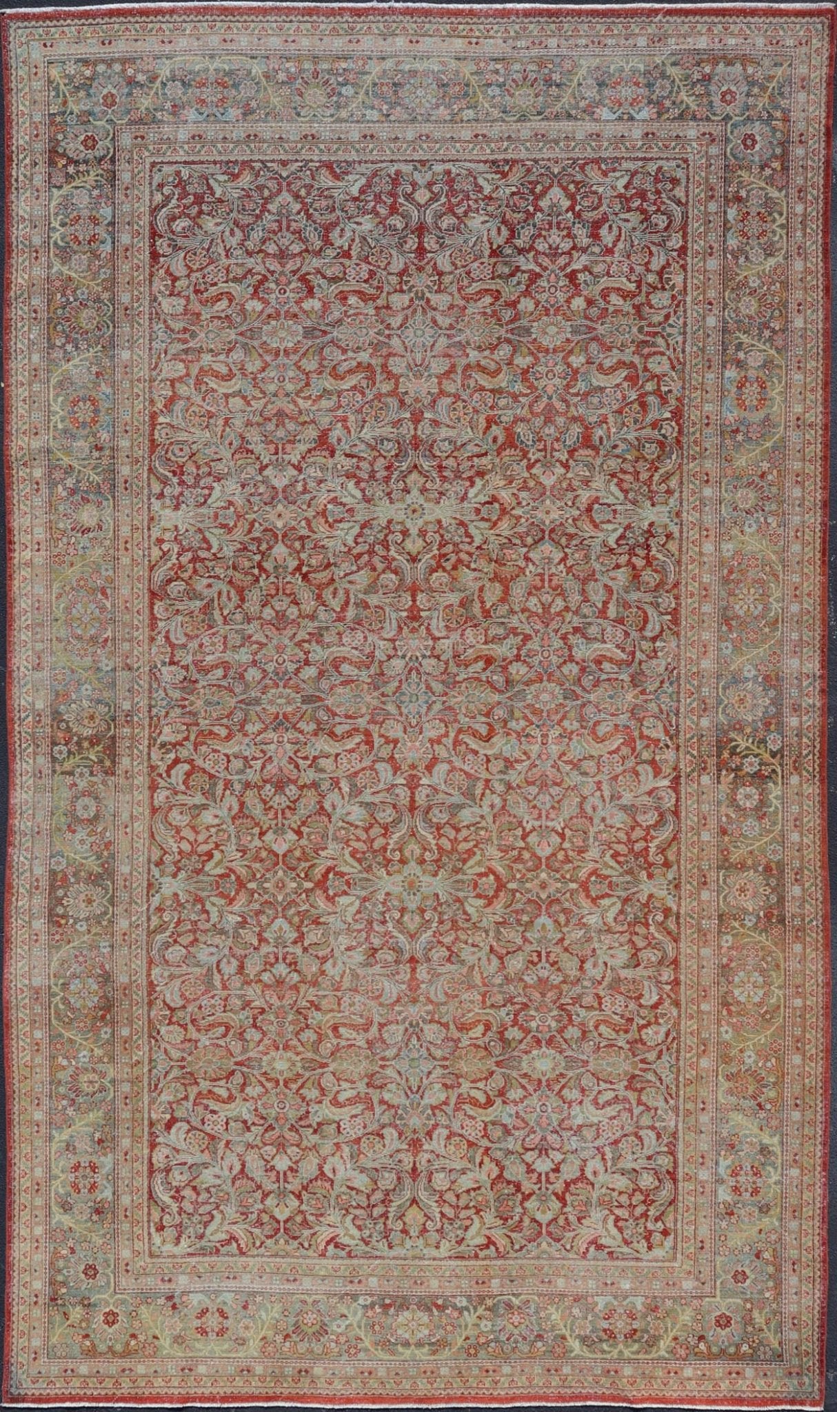 Antique large Persian colorful Sultanabad Mahal rug with all over floral design. Antique Mahal Sultanabad. Keivan Woven Arts; rug W22 - 0403, country of origin / type: Iran / Mahal, circa 1930. Measures: 10'10 x 17'8 This 1930 colorful antique Per... - Keivan Woven ArtsW22 - 0403 - 20097Rug