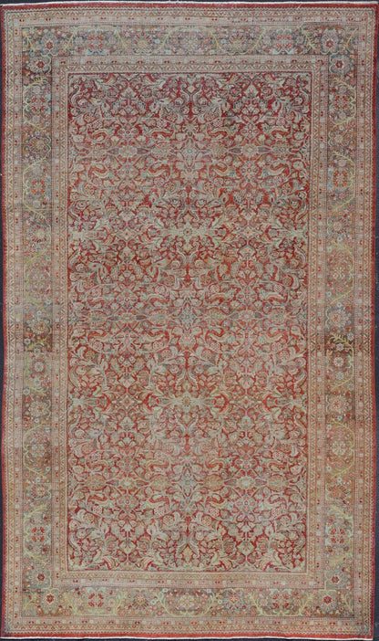 Antique large Persian colorful Sultanabad Mahal rug with all over floral design. Antique Mahal Sultanabad. Keivan Woven Arts; rug W22 - 0403, country of origin / type: Iran / Mahal, circa 1930. Measures: 10'10 x 17'8 This 1930 colorful antique Per... - Keivan Woven ArtsW22 - 0403 - 20097Rug