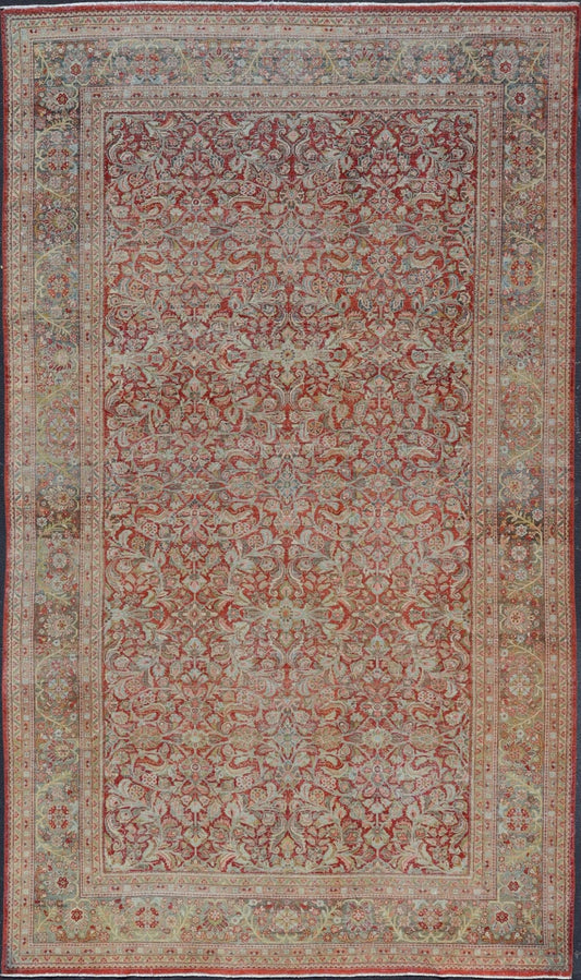 Antique large Persian colorful Sultanabad Mahal rug with all over floral design. Antique Mahal Sultanabad. Keivan Woven Arts; rug W22 - 0403, country of origin / type: Iran / Mahal, circa 1930. Measures: 10'10 x 17'8 This 1930 colorful antique Per... - Keivan Woven ArtsW22 - 0403 - 20097