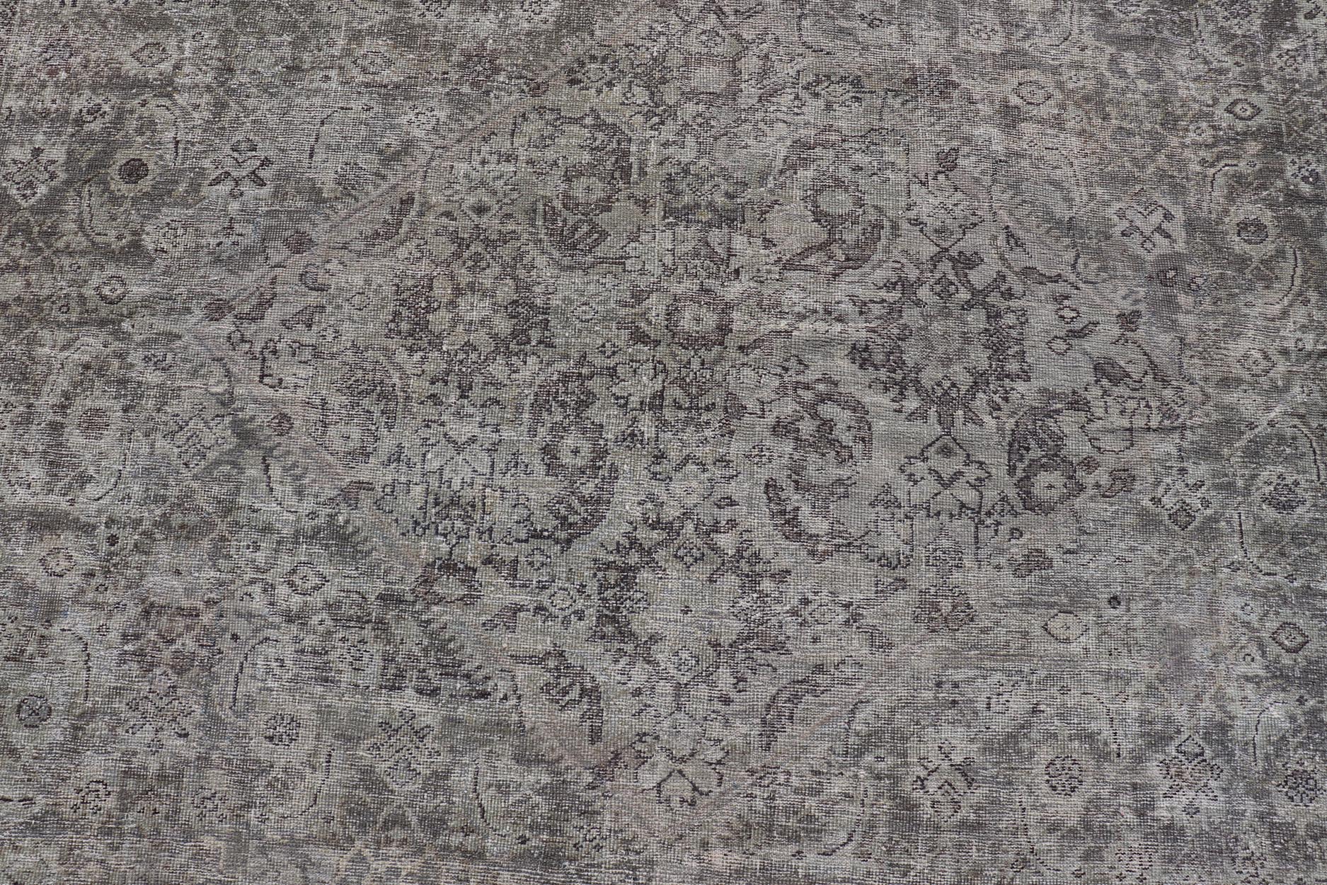 Cream, Taupe, and Brown Antique Persian Sultanabad Rug with Floral Design. Keivan Woven Arts / rug W22 - 0404 - 15491, country of origin / type: Iran / Sultanabad - Mahal, circa 1910. Measures: 11'1 x 15'6 This antique Persian Mahal rug, circa early ... - Keivan Woven ArtsW22 - 0404 - 15491 - 20103