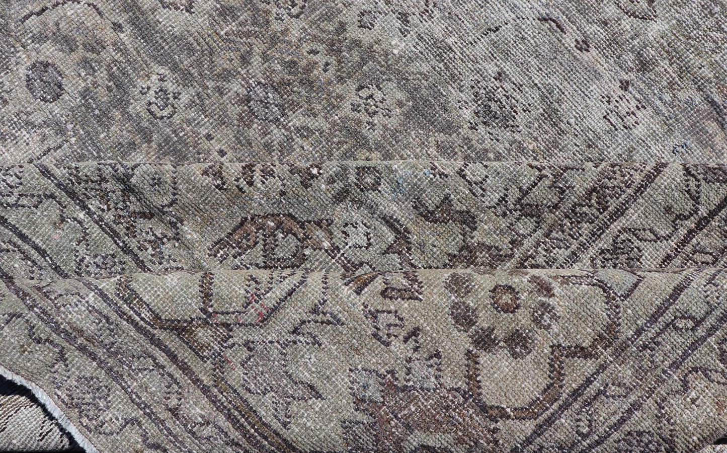 Cream, Taupe, and Brown Antique Persian Sultanabad Rug with Floral Design. Keivan Woven Arts / rug W22 - 0404 - 15491, country of origin / type: Iran / Sultanabad - Mahal, circa 1910. Measures: 11'1 x 15'6 This antique Persian Mahal rug, circa early ... - Keivan Woven ArtsW22 - 0404 - 15491 - 20103