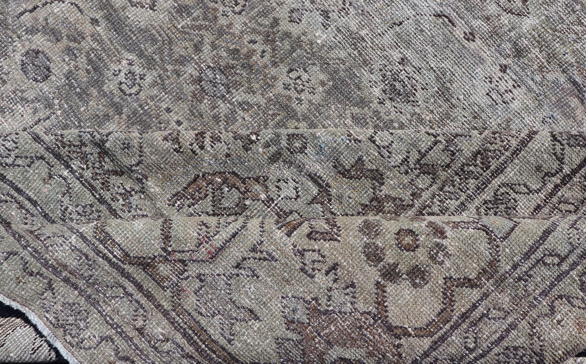 Cream, Taupe, and Brown Antique Persian Sultanabad Rug with Floral Design. Keivan Woven Arts / rug W22 - 0404 - 15491, country of origin / type: Iran / Sultanabad - Mahal, circa 1910. Measures: 11'1 x 15'6 This antique Persian Mahal rug, circa early ... - Keivan Woven ArtsW22 - 0404 - 15491 - 20103