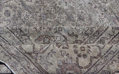 Cream, Taupe, and Brown Antique Persian Sultanabad Rug with Floral Design. Keivan Woven Arts / rug W22 - 0404 - 15491, country of origin / type: Iran / Sultanabad - Mahal, circa 1910. Measures: 11'1 x 15'6 This antique Persian Mahal rug, circa early ... - Keivan Woven ArtsW22 - 0404 - 15491 - 20103