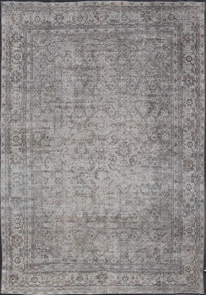 Cream, Taupe, and Brown Antique Persian Sultanabad Rug with Floral Design. Keivan Woven Arts / rug W22 - 0404 - 15491, country of origin / type: Iran / Sultanabad - Mahal, circa 1910. Measures: 11'1 x 15'6 This antique Persian Mahal rug, circa early ... - Keivan Woven ArtsW22 - 0404 - 15491 - 20103