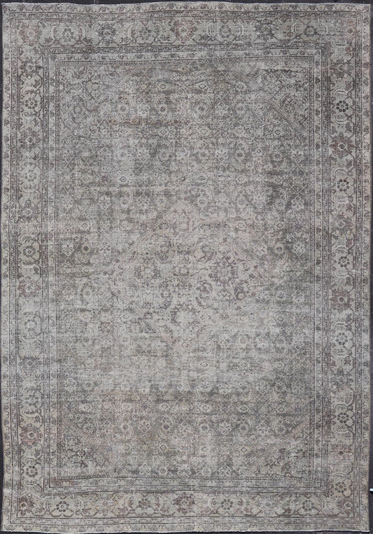 Cream, Taupe, and Brown Antique Persian Sultanabad Rug with Floral Design. Keivan Woven Arts / rug W22 - 0404 - 15491, country of origin / type: Iran / Sultanabad - Mahal, circa 1910. Measures: 11'1 x 15'6 This antique Persian Mahal rug, circa early ... - Keivan Woven ArtsW22 - 0404 - 15491 - 20103