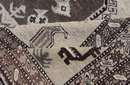 Persian Ardebil Carpet with three Octagon Medallions & Stylized Tribal Motifs. Vintage Ardebil carpet with Stylized tribal motifs in very Pale Green, Ivory, Mocha, Camel, Brown & Gray with three Octagon medallions. Keivan Woven Arts/ rug W22 - 0405, ... - Keivan Woven ArtsW22 - 0405 - 20109