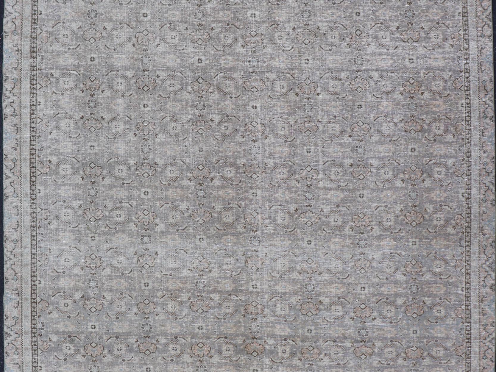 Antique Persian Tabriz Rug in All - Over Herati in Shades of Lavender and Tan. Keivan Woven Arts/ rug W22 - 0602 - A, country of origin / type: Iran/ Tabriz, circa 1930. Measures: 8'6 x 11'8 This fine Tabriz rug features an intricate and detailed bord... - Keivan Woven ArtsW22 - 0602 - A - 24898Rug