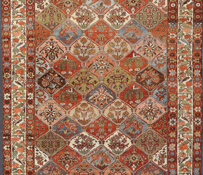 Measures: 12'1 x 18'0 Large Antique Bakhtiari Rug with Diamond Garden Design Keivan Woven Arts. rug W22 - 0801, Keivan Woven Arts country of origin / type: Iran / Bakhtiari, circa 1900. This magnificent Antique Bakhtiari Rug features an al... - Keivan Woven ArtsW22 - 0801 - 21221Rug