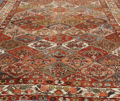 Measures: 12'1 x 18'0 Large Antique Bakhtiari Rug with Diamond Garden Design Keivan Woven Arts. rug W22 - 0801, Keivan Woven Arts country of origin / type: Iran / Bakhtiari, circa 1900. This magnificent Antique Bakhtiari Rug features an al... - Keivan Woven ArtsW22 - 0801 - 21221Rug