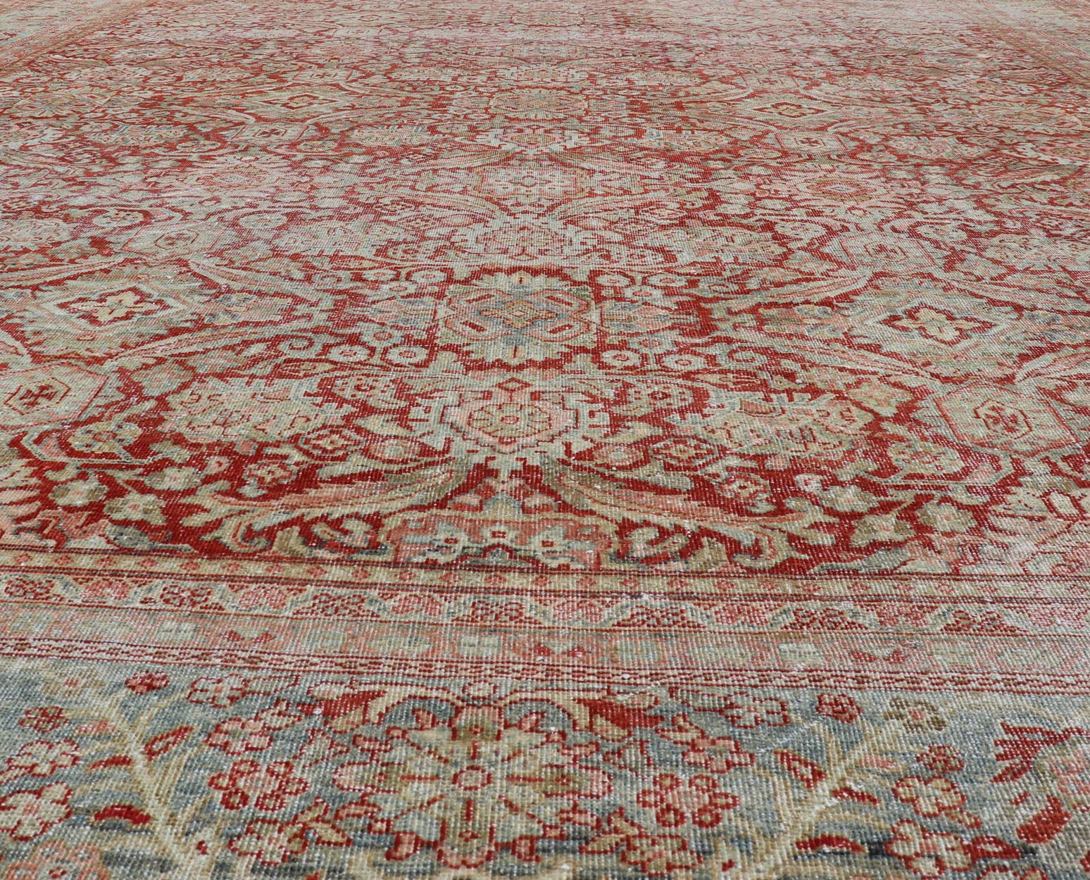Antique Persian Sultanabad - Mahal with All - Over Sub - Geometric Design. Sultanabad - Mahal Antique rug, Keivan Woven Arts / rug W22 - 0802, country of origin / type: Persian / Sultanabad - Mahal, circa Early - 20th Century. Measures: 12'7 x 15'4 Thi... - Keivan Woven ArtsW22 - 0802 - 21102