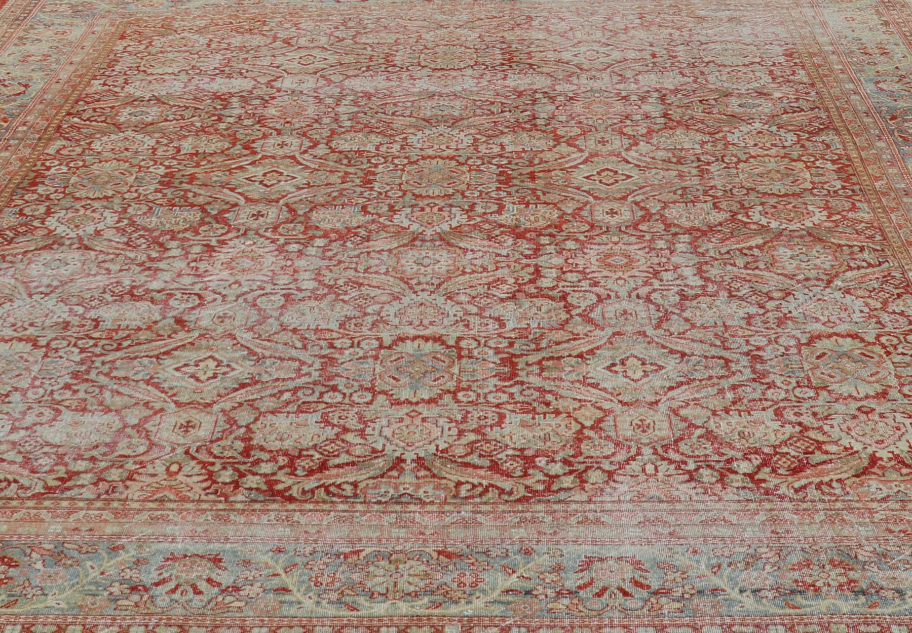 Antique Persian Sultanabad - Mahal with All - Over Sub - Geometric Design. Sultanabad - Mahal Antique rug, Keivan Woven Arts / rug W22 - 0802, country of origin / type: Persian / Sultanabad - Mahal, circa Early - 20th Century. Measures: 12'7 x 15'4 Thi... - Keivan Woven ArtsW22 - 0802 - 21102