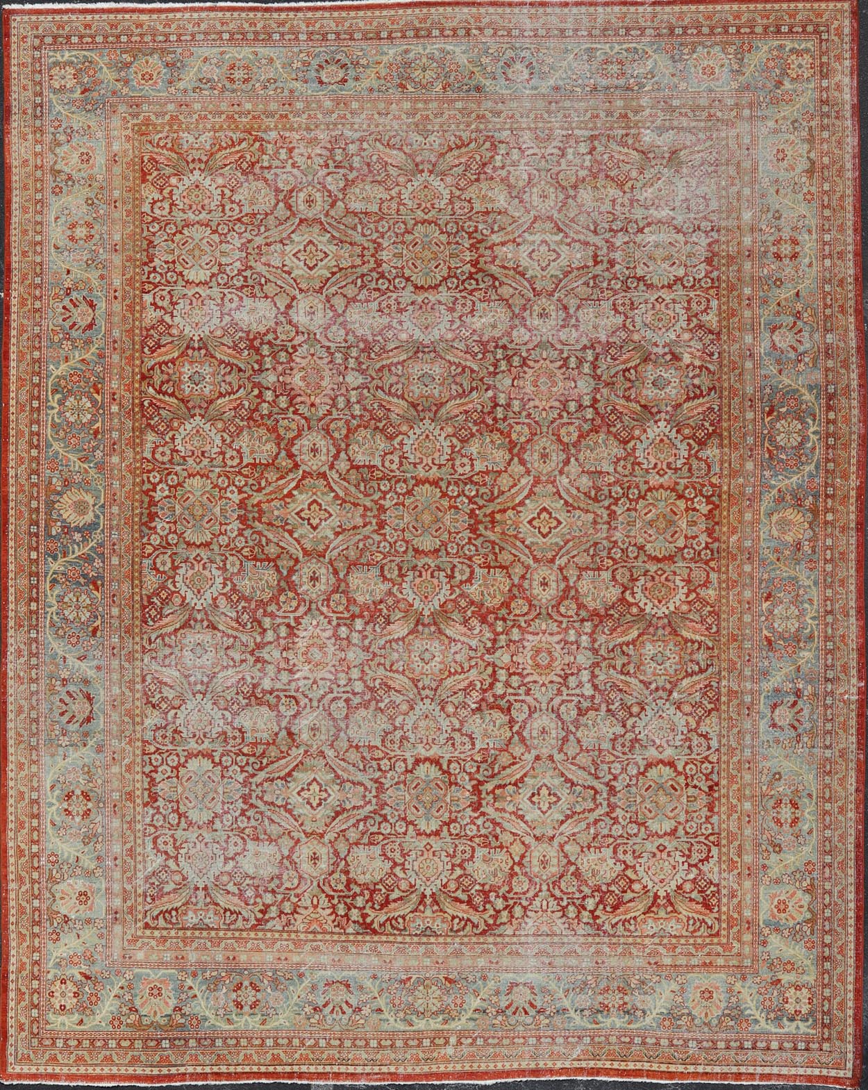 Antique Persian Sultanabad - Mahal with All - Over Sub - Geometric Design. Sultanabad - Mahal Antique rug, Keivan Woven Arts / rug W22 - 0802, country of origin / type: Persian / Sultanabad - Mahal, circa Early - 20th Century. Measures: 12'7 x 15'4 Thi... - Keivan Woven ArtsW22 - 0802 - 21102