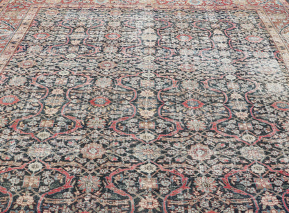 Large Antique Persian Large Tabriz Carpet with All Over Geometric Design, Large Persian Tabriz Antique Persian Tabriz Carpet with Geometric Design in Blue, charcoal, brown, soft Red, butter, green, cream and light blue. Keivan Woven Arts / rug W... - Keivan Woven ArtsW22 - 0803 - 22632Rug