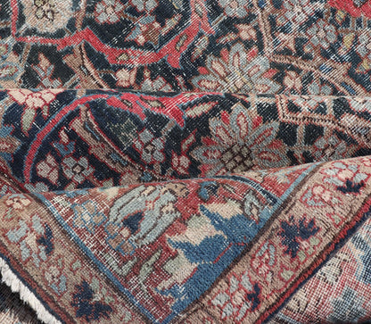 Large Antique Persian Large Tabriz Carpet with All Over Geometric Design, Large Persian Tabriz Antique Persian Tabriz Carpet with Geometric Design in Blue, charcoal, brown, soft Red, butter, green, cream and light blue. Keivan Woven Arts / rug W... - Keivan Woven ArtsW22 - 0803 - 22632