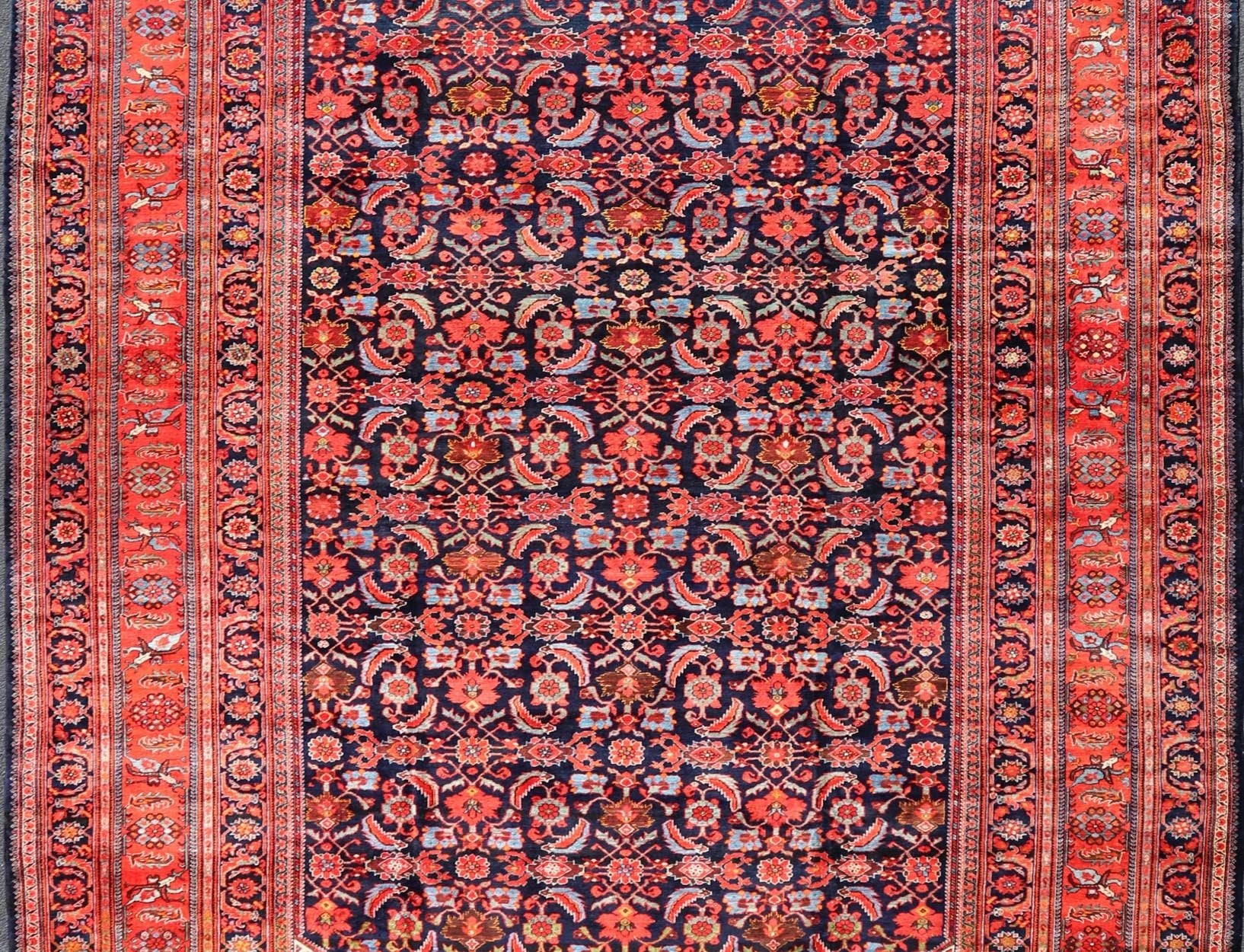 Large North West Finely Woven Persian Herati Rug in Excellent Condition. Antique Large Persian N.W. Carpet very finely woven and excellent pile and colors in Orange red, blue, ivory. Keivan Woven Arts / rug / W22 - 1005 , country of origin / type:... - Keivan Woven ArtsW22 - 1005 - 21699Rug