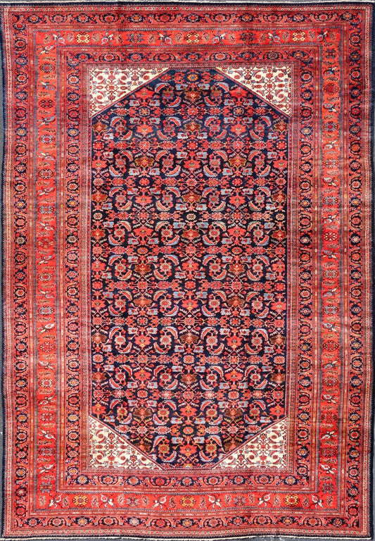 Large North West Finely Woven Persian Herati Rug in Excellent Condition. Antique Large Persian N.W. Carpet very finely woven and excellent pile and colors in Orange red, blue, ivory. Keivan Woven Arts / rug / W22 - 1005 , country of origin / type:... - Keivan Woven ArtsW22 - 1005 - 21699Rug