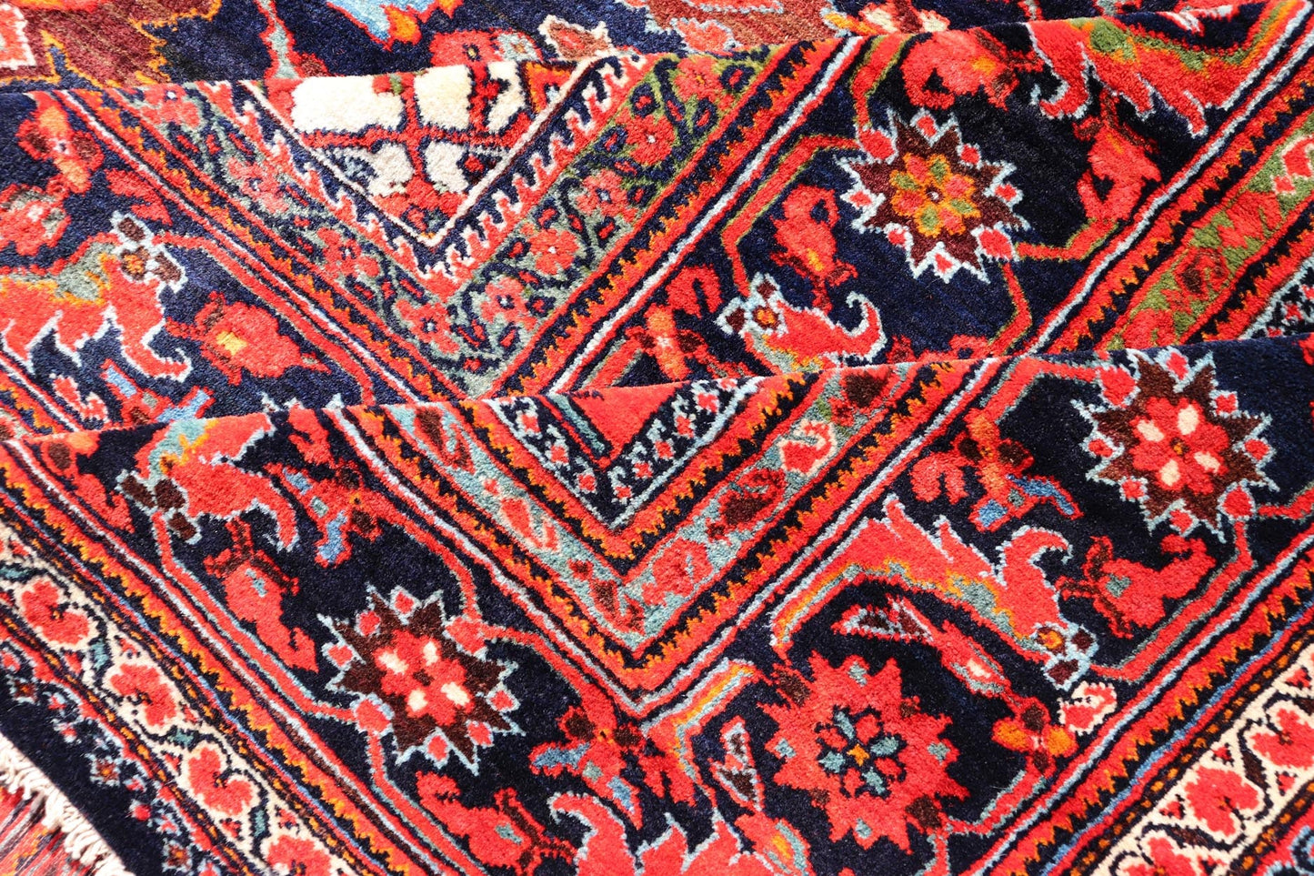 Large North West Finely Woven Persian Herati Rug in Excellent Condition. Antique Large Persian N.W. Carpet very finely woven and excellent pile and colors in Orange red, blue, ivory. Keivan Woven Arts / rug / W22 - 1005 , country of origin / type:... - Keivan Woven ArtsW22 - 1005 - 21699Rug