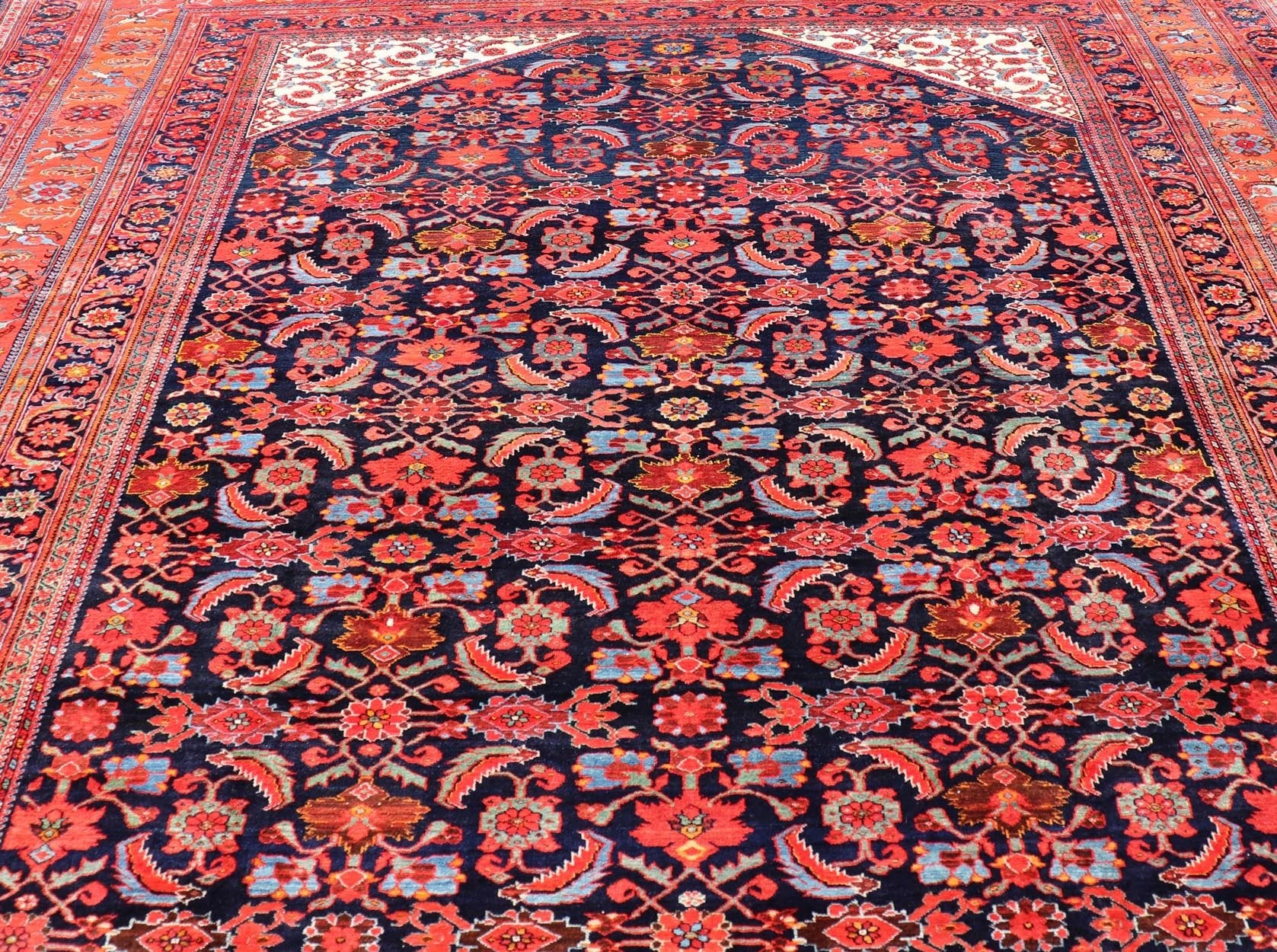 Large North West Finely Woven Persian Herati Rug in Excellent Condition. Antique Large Persian N.W. Carpet very finely woven and excellent pile and colors in Orange red, blue, ivory. Keivan Woven Arts / rug / W22 - 1005 , country of origin / type:... - Keivan Woven ArtsW22 - 1005 - 21699Rug