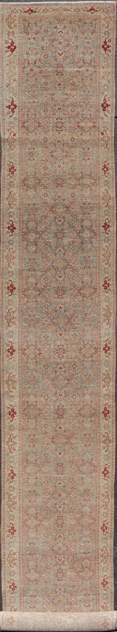 Long Persian Tabriz Runner with Sophisticated Design Keivan Woven Arts. Rug/W22 - 1006, origin/ Persian Antique Tabriz Runner. Measures: 2'7 x 20'6 This antique Persian runner with a sophisticated design features a unique color combination wi... - Keivan Woven ArtsW22 - 1006 - 22404