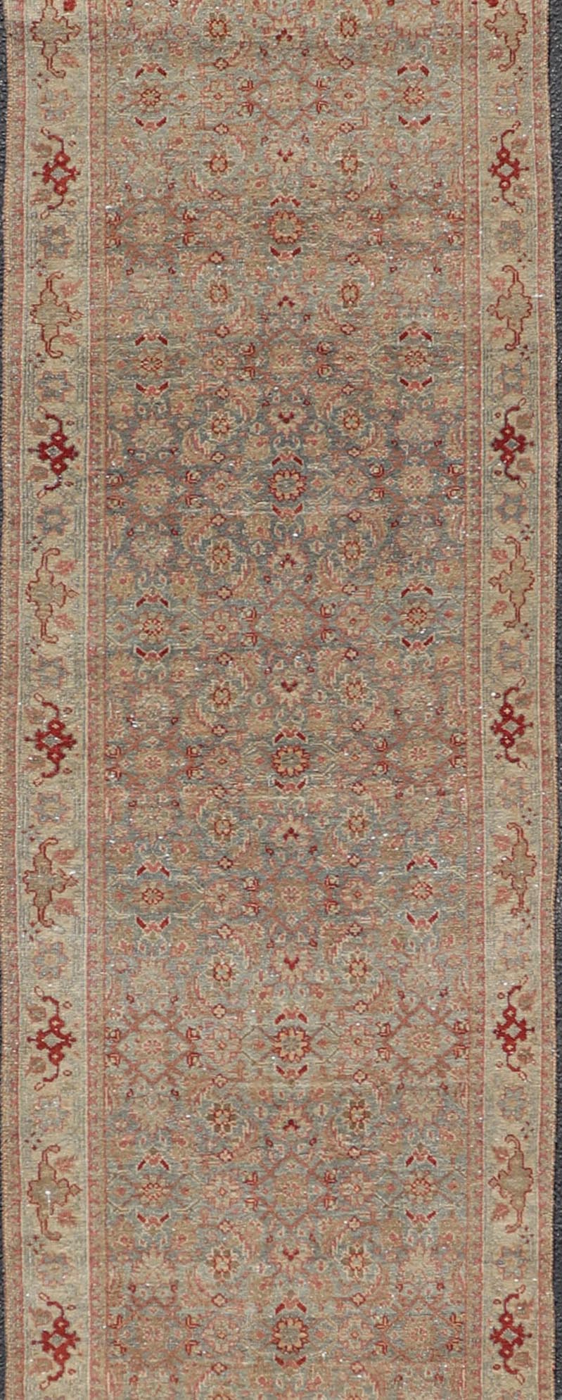 Long Persian Tabriz Runner with Sophisticated Design Keivan Woven Arts. Rug/W22 - 1006, origin/ Persian Antique Tabriz Runner. Measures: 2'7 x 20'6 This antique Persian runner with a sophisticated design features a unique color combination wi... - Keivan Woven ArtsW22 - 1006 - 22404