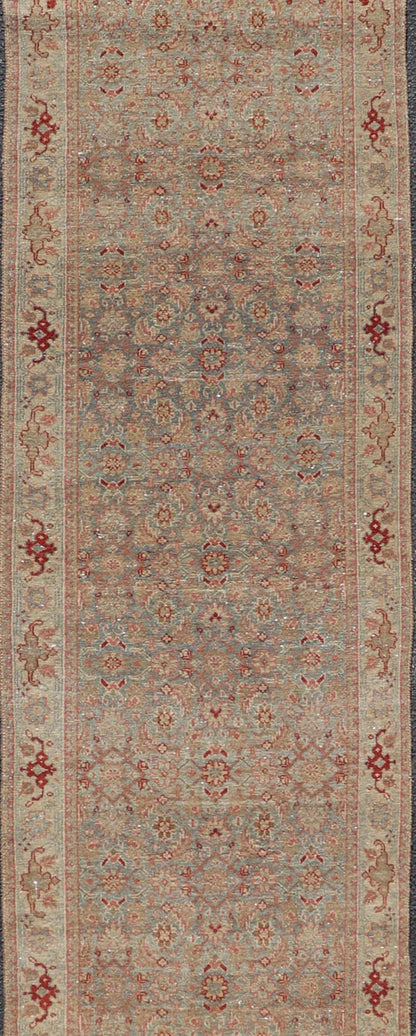 Long Persian Tabriz Runner with Sophisticated Design Keivan Woven Arts. Rug/W22 - 1006, origin/ Persian Antique Tabriz Runner. Measures: 2'7 x 20'6 This antique Persian runner with a sophisticated design features a unique color combination wi... - Keivan Woven ArtsW22 - 1006 - 22404