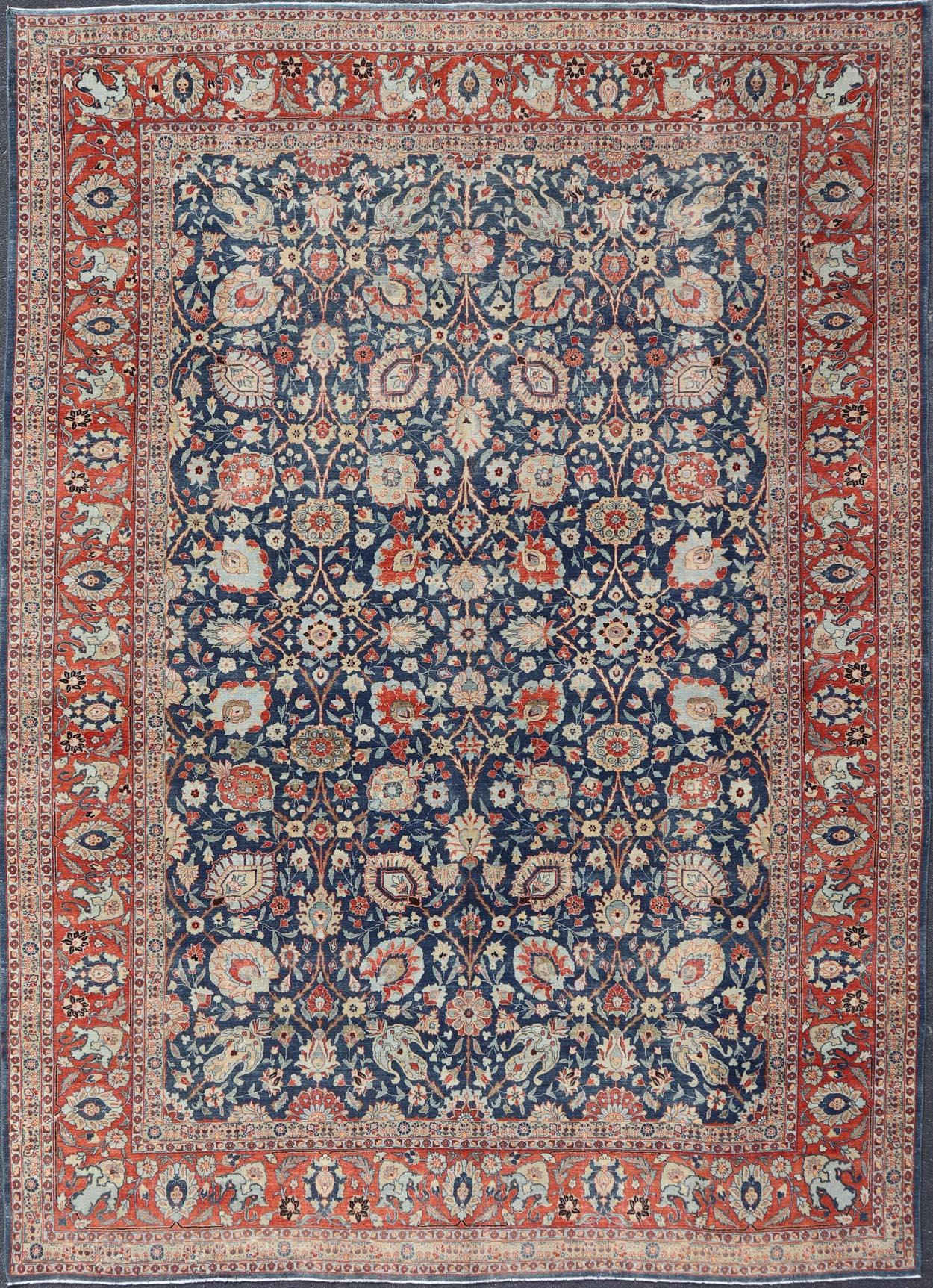 Antique Tabriz with All - Over Floral Sub - Geometric Design Keivan Woven Arts. Keivan Woven Arts / rug W22 - 1101, country of origin / type: Persian / Tabriz, circa Early - 20th Century. Measures: 12'6 x 17'2 This stunning Antique Tabriz rug (circa 192... - Keivan Woven ArtsW22 - 1101 - 21651