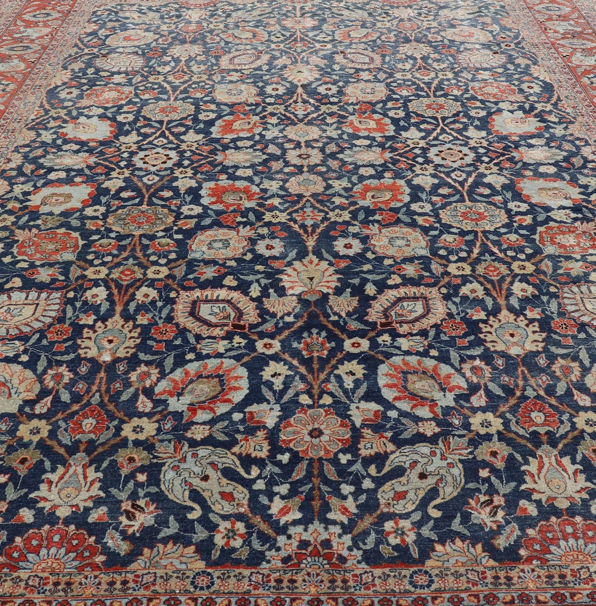 Antique Tabriz with All - Over Floral Sub - Geometric Design Keivan Woven Arts. Keivan Woven Arts / rug W22 - 1101, country of origin / type: Persian / Tabriz, circa Early - 20th Century. Measures: 12'6 x 17'2 This stunning Antique Tabriz rug (circa 192... - Keivan Woven ArtsW22 - 1101 - 21651