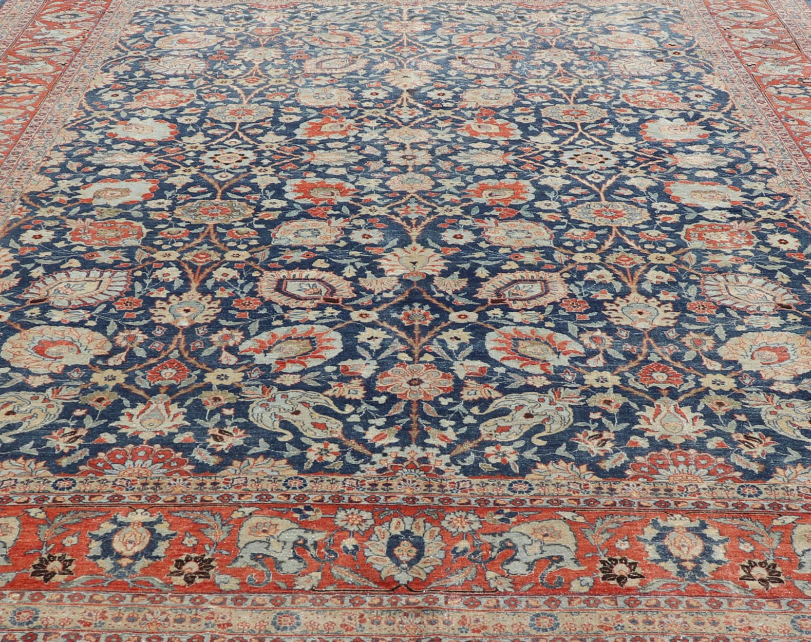 Antique Tabriz with All - Over Floral Sub - Geometric Design Keivan Woven Arts. Keivan Woven Arts / rug W22 - 1101, country of origin / type: Persian / Tabriz, circa Early - 20th Century. Measures: 12'6 x 17'2 This stunning Antique Tabriz rug (circa 192... - Keivan Woven ArtsW22 - 1101 - 21651