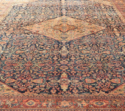 Antique Persian Sultanabad Rug in Herati Design with Ivory, Red, Blue & Green in medallion Design. Antique Persian Sultanabad Rug in Herati Design. Country of Origin: Iran; Type: Sultanabad; Design: Floral, Floral Medallion, All - Over; Keivan Wo... - Keivan Woven ArtsW22 - 1102 - 21657Rug