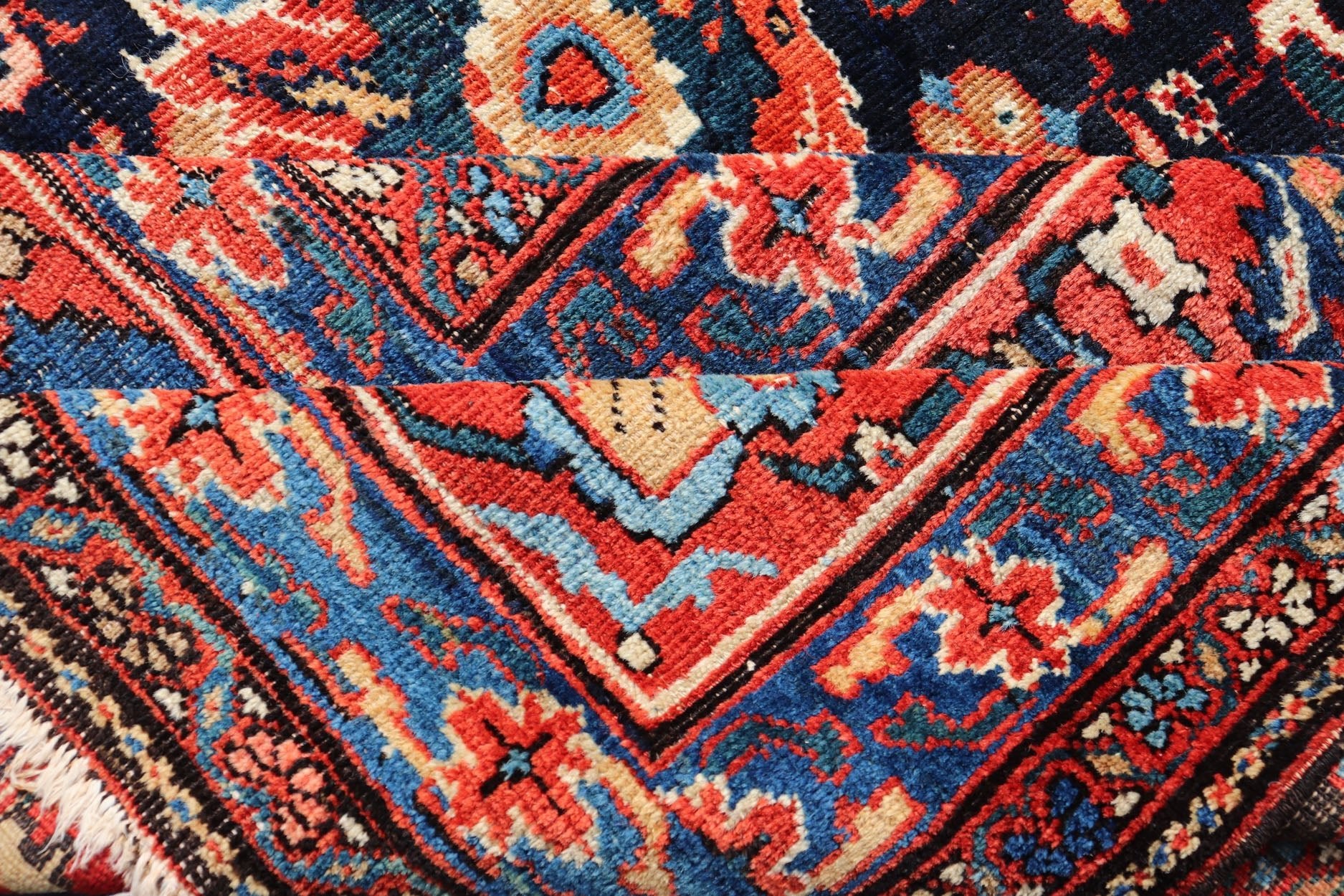 Measures: 13'8 x 18'0 Antique Persian Sultanabad - Mahal Rug with Dark Navy Field and Multi Colors. Keivan Woven Arts / rug W22 - 1103, country of origin / type: Iran / Sultanabad, circa 1880s This antique Persian Sultanabad Mahal rug (circa 1880s) ... - Keivan Woven ArtsW22 - 1103 - 21663Rug