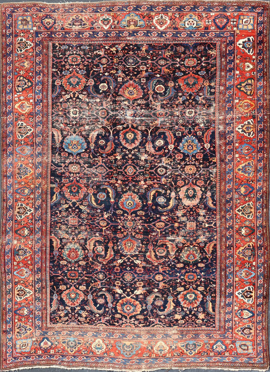 Measures: 13'8 x 18'0 Antique Persian Sultanabad - Mahal Rug with Dark Navy Field and Multi Colors. Keivan Woven Arts / rug W22 - 1103, country of origin / type: Iran / Sultanabad, circa 1880s This antique Persian Sultanabad Mahal rug (circa 1880s) ... - Keivan Woven ArtsW22 - 1103 - 21663Rug