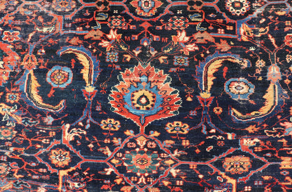 Measures: 13'8 x 18'0 Antique Persian Sultanabad - Mahal Rug with Dark Navy Field and Multi Colors. Keivan Woven Arts / rug W22 - 1103, country of origin / type: Iran / Sultanabad, circa 1880s This antique Persian Sultanabad Mahal rug (circa 1880s) ... - Keivan Woven ArtsW22 - 1103 - 21663Rug