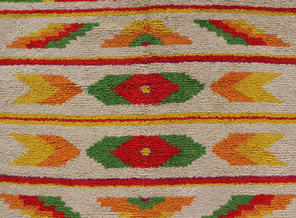Vintage Moroccan Rug with All - Over Tribal Motif Design In Red, Green & Yellow. Keivan Woven Arts / rug W22 - 1200, country of origin / type: Morocco / Tribal, circa mid - 20th century. Measures: 5'10 x 8'11 This Moroccan rug has an all - over motif ge... - Keivan Woven ArtsW22 - 1200 - 22638Rug
