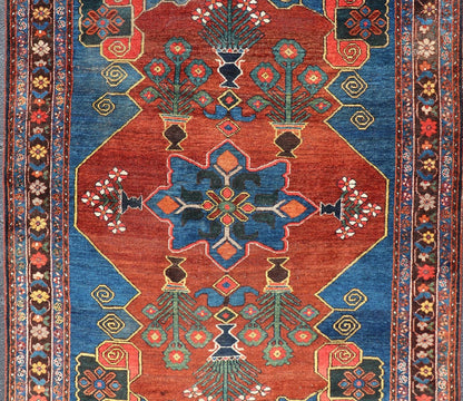 Antique 19th century N.W. Persian Rug with Geometrics in Terracotta Red, Royal Blue, brown & Green. Keivan Woven Arts / W22 - 1201, country of origin / type: Iran / N.W. Persian, circa 1890. Measures: 5'2 x 7'0 This late 19th century antiq... - Keivan Woven ArtsW22 - 1201 - 22644
