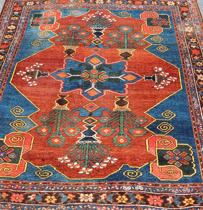 Antique 19th century N.W. Persian Rug with Geometrics in Terracotta Red, Royal Blue, brown & Green. Keivan Woven Arts / W22 - 1201, country of origin / type: Iran / N.W. Persian, circa 1890. Measures: 5'2 x 7'0 This late 19th century antiq... - Keivan Woven ArtsW22 - 1201 - 22644Rug