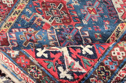 Antique Fine Caucasian Shirvan Rug in Blue with Repeating Tribal Design. Finely Woven Antique Caucasian Shirvan Rug in Blue with All - Over repeating diamond and other Tribal elements. Keivan Woven Arts / rug W22 - 1202, country of origin / type: Caucasus ... - Keivan Woven ArtsW22 - 1202 - 22650