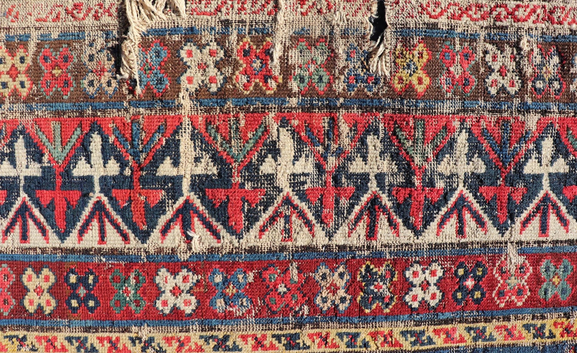 Antique Fine Caucasian Shirvan Rug in Blue with Repeating Tribal Design. Finely Woven Antique Caucasian Shirvan Rug in Blue with All - Over repeating diamond and other Tribal elements. Keivan Woven Arts / rug W22 - 1202, country of origin / type: Caucasus ... - Keivan Woven ArtsW22 - 1202 - 22650