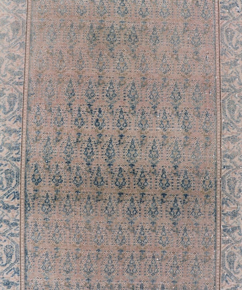 Measures: 2'6 x 18'8 Seraband Runner with Intricate Pattern in Light Blue by Keivan Woven Arts. Keivan Woven Arts / rug / W22 - 1203/ Iran Early 20th Century. A traditional Seraband runner, known for its refined elegance and intricate... - Keivan Woven ArtsW22 - 1203 - 22656Rug