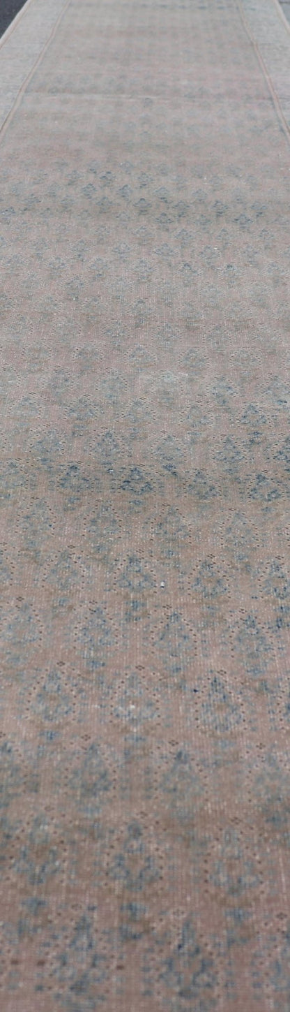 Measures: 2'6 x 18'8 Seraband Runner with Intricate Pattern in Light Blue by Keivan Woven Arts. Keivan Woven Arts / rug / W22 - 1203/ Iran Early 20th Century. A traditional Seraband runner, known for its refined elegance and intricate... - Keivan Woven ArtsW22 - 1203 - 22656Rug