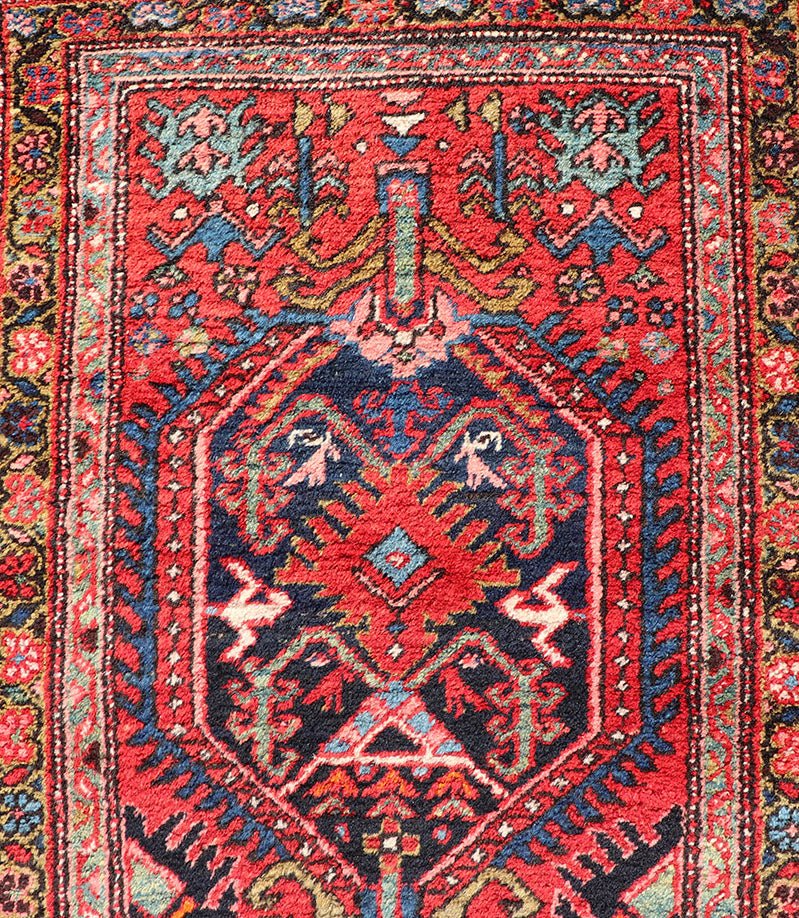 Measures: 2'11 x 10'5 Persian Antique Heriz Runner with All - Over Sub - Geometric Medallion Design. Keivan Woven Arts / rug W22 - 1204, country of origin / type: Persian / Heriz, circa Early - 20th Century. This Antique Persian Heriz runner features a ... - Keivan Woven ArtsW22 - 1204 - 22662