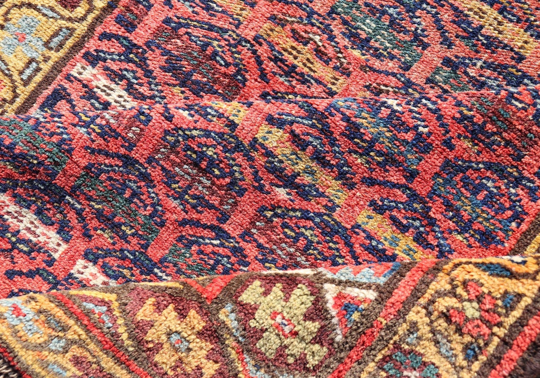 Antique Persian Kurdish Bidjar Gallery Rug with Repeating Paisley Design. Antique Bidjar wide Runner. Antique Persian Kurdish Bidjar Gallery Rug, Keivan Woven Arts; rug W22 - 1206; country of origin / type: Persian / Bidjar, circa 1900. Measures: ... - Keivan Woven ArtsW22 - 1206 - 22668