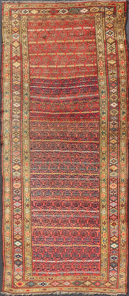 Antique Persian Kurdish Bidjar Gallery Rug with Repeating Paisley Design. Antique Bidjar wide Runner. Antique Persian Kurdish Bidjar Gallery Rug, Keivan Woven Arts; rug W22 - 1206; country of origin / type: Persian / Bidjar, circa 1900. Measures: ... - Keivan Woven ArtsW22 - 1206 - 22668