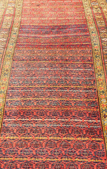 Antique Persian Kurdish Bidjar Gallery Rug with Repeating Paisley Design. Antique Bidjar wide Runner. Antique Persian Kurdish Bidjar Gallery Rug, Keivan Woven Arts; rug W22 - 1206; country of origin / type: Persian / Bidjar, circa 1900. Measures: ... - Keivan Woven ArtsW22 - 1206 - 22668