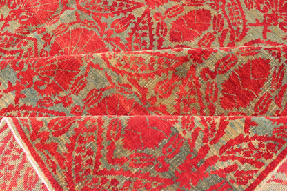 Measures: 9'11 x 13'0. Green and red vintage Turkish tribal ottoman rug with repeating design. Keivan Woven Arts / rug WL - 269742, country of origin / type: Turkey / Ottoman, circa 1990 Handwoven in Turkey, this one - of - a - kind vintage Ottoman r... - Keivan Woven ArtsWL - 269742 - 1969Rug