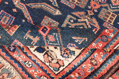 Antique Kurdish Rug With All - Over Geometric Design on a Blue Background. Country of Origin: Iran; Type: Kurdish; Design: Tribal, Floral, Tribal Motif; Keivan Woven Arts: Rug X23 - 0103. Measures: 4'6 x 8'0 This antique rug from Persia features ge... - Keivan Woven ArtsX23 - 0103 - 24211