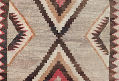 Vintage Large hand Woven Navajo Rug in Gray, Ivory, Black, Brown's, and Red. Keivan Woven Arts rug X23 - 0107, country of origin / type: America / Navajo, circa 1930 Measures: 4'4 x 6'3 This intriguing vintage Navajo rug was woven in the Navajo ar... - Keivan Woven ArtsX23 - 0107 - 23524Rug