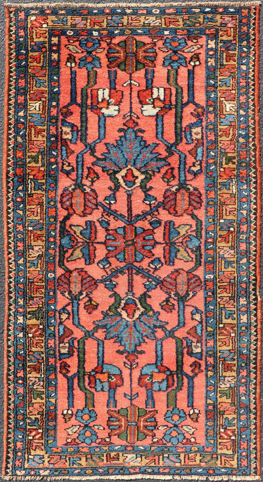 Antique Persian Lilihan Rug In All - Over Design in Jewel Tones and Pink Field. Keivan Woven Arts / rug/ X23 - 0110, Antique Persian Lilihan. early 20th century. Measures: 2'8 x 5'1 This woven Lilihan rug represents the best of Persian we... - Keivan Woven ArtsX23 - 0110 - 23126
